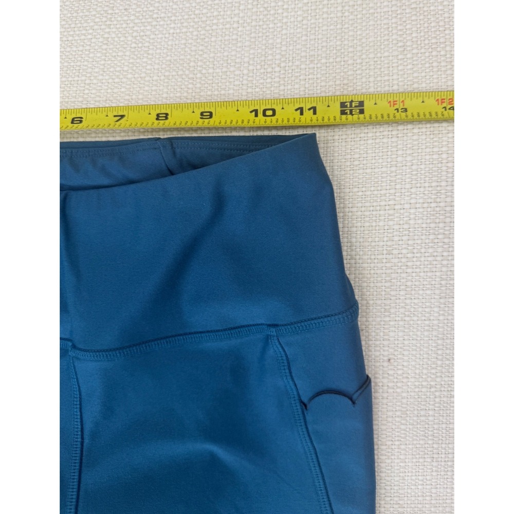 Mondetta Leggings Womens XS Teal Scalloped Hem Activewear Pockets Excellent